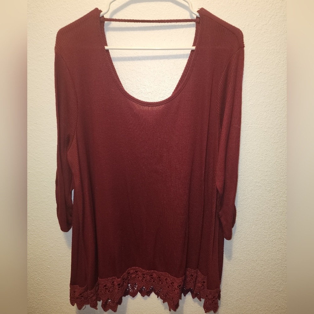 Maurices maroon 3/4 sleeve shirt, size 2